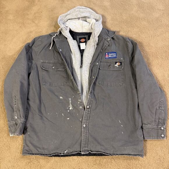 Vintage Dickies Jacket Chore Coat Canvas Quilted Work Sherwin Williams Gray L - Picture 1 of 10